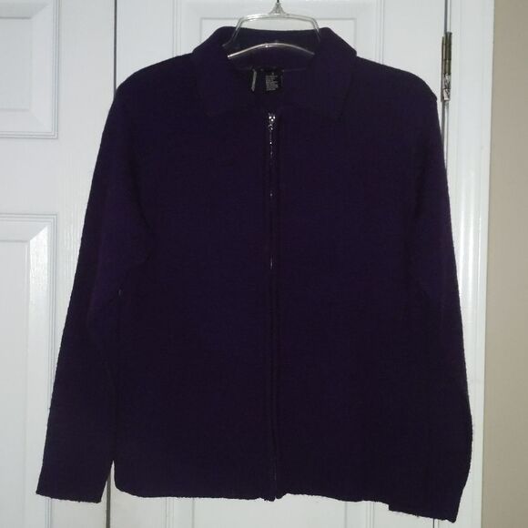 Jason Maxwell eggplant purple zip up cardigan - Picture 1 of 5